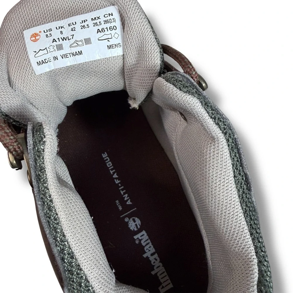 Timberland Mt. Maddsen Mid Waterproof Hiking Boots Mens 8.5‎ Brown Green A1WL7
